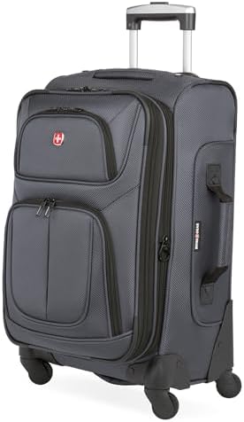 SwissGear Sion Softside Expandable Luggage   Carry On Suitcase with 360 Degree Wheels & Retractable Handle   21 Inch  Perfect for 1 3 Night Trips   Black