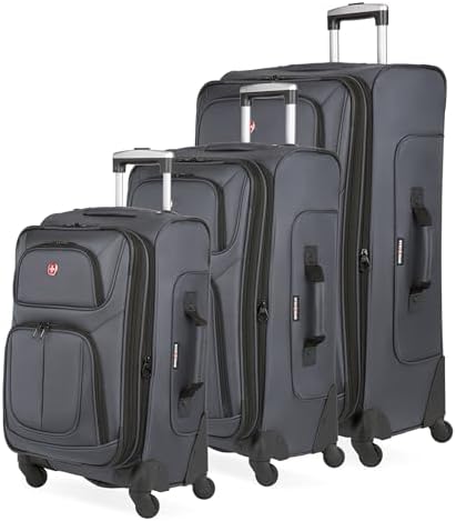 SwissGear Sion Softside Expandable Luggage   Carry On Suitcase with 360 Degree Wheels & Retractable Handle   21 Inch  Perfect for 1 3 Night Trips   Black