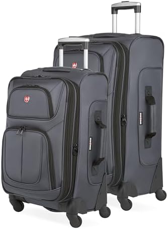 SwissGear Sion Softside Expandable Luggage   Carry On Suitcase with 360 Degree Wheels & Retractable Handle   21 Inch  Perfect for 1 3 Night Trips   Black