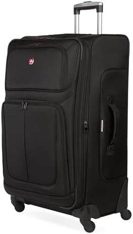SwissGear Sion Softside Expandable Luggage   Carry On Suitcase with 360 Degree Wheels & Retractable Handle   21 Inch  Perfect for 1 3 Night Trips   Black