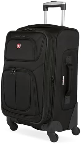 SwissGear Sion Softside Expandable Luggage   Carry On Suitcase with 360 Degree Wheels & Retractable Handle   21 Inch  Perfect for 1 3 Night Trips   Black