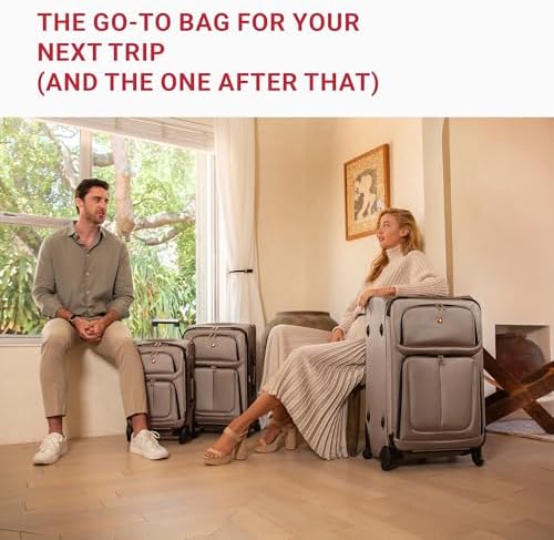 SwissGear Sion Softside Expandable Luggage   Carry On Suitcase with 360 Degree Wheels & Retractable Handle   21 Inch  Perfect for 1 3 Night Trips   Black