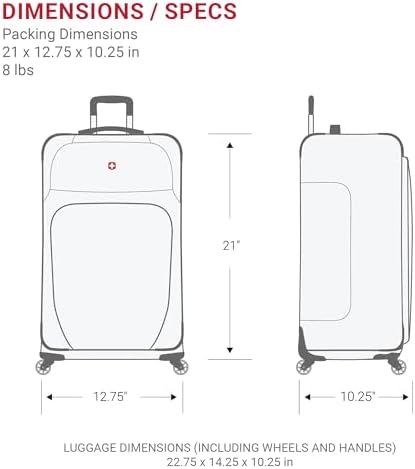 SwissGear Sion Softside Expandable Luggage   Carry On Suitcase with 360 Degree Wheels & Retractable Handle   21 Inch  Perfect for 1 3 Night Trips   Black