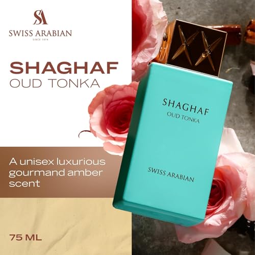Swiss Arabian Shaghaf Oud Tonka   Vanilla Perfume with Warm Amber Fragrance   Earthy and Woody Allure   Enchanting Fusion of Arabic Perfume   2 5 oz