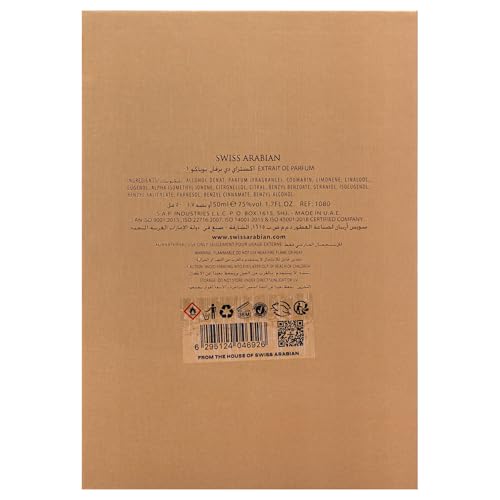 Swiss Arabian Tobacco 01   Arabian Perfume for Men and Women   Extrait de Parfum   Long Lasting Perfume   Unisex Fragrance   Travel Size   1 7 oz