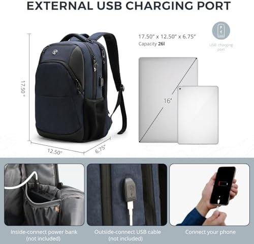 Swissdigital Design Travel Laptop Backpack for Men and Women  Business Backpack with USB Charging Port for Fits 16 Inch Notebook  Blue   SD1670 12