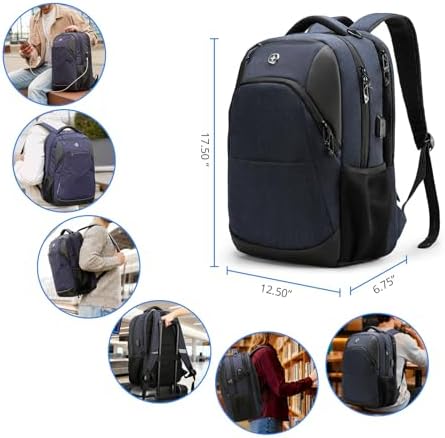 Swissdigital Design Travel Laptop Backpack for Men and Women  Business Backpack with USB Charging Port for Fits 16 Inch Notebook  Blue   SD1670 12