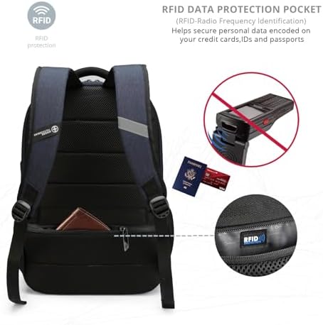 Swissdigital Design Travel Laptop Backpack for Men and Women  Business Backpack with USB Charging Port for Fits 16 Inch Notebook  Blue   SD1670 12