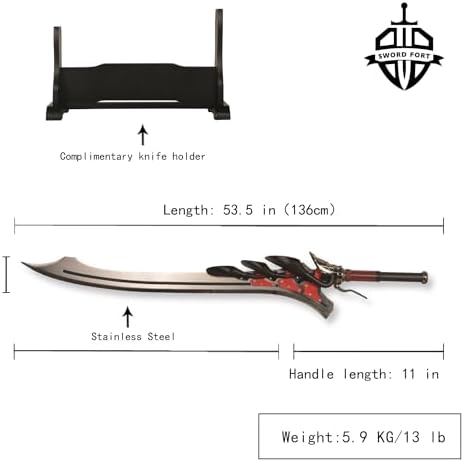 Sword fort Stainless Steel Vergil Yamato Sword/Dante Rebellion Sword Real Metal Katana  Nero Red Queen Game Cosplay Prop Replica for Cosplay  Collection Display Gift