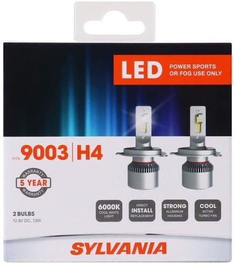 Sylvania 9003   H4 LED Powersport Headlight Bulbs for Off Road Use or Fog Lights   2 Pack