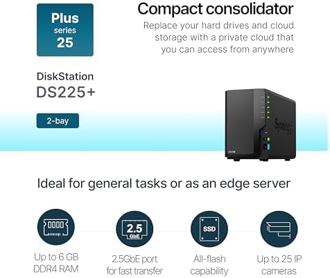 Synology 2 Bay DiskStation DS225   Diskless