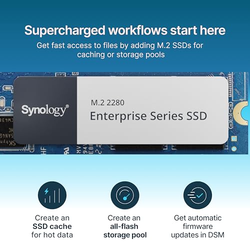 Synology DiskStation DS1821+ Carcasa NAS de 8 bahías, 8 GB DDR4 ECC RAM, 8 bahías de unidad SATA de 3.5/2.5", 2 ranuras SSD M.2 2280 NVMe, CPU AMD Ryzen V1500B de 2.2 GHz de cuatro núcleos