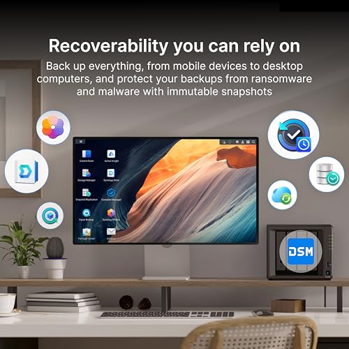 Synology DiskStation DS1821+ Carcasa NAS de 8 bahías, 8 GB DDR4 ECC RAM, 8 bahías de unidad SATA de 3.5/2.5", 2 ranuras SSD M.2 2280 NVMe, CPU AMD Ryzen V1500B de 2.2 GHz de cuatro núcleos