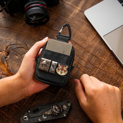 TACTICAL GEEK Storage A6 Mini Size EDC Utility Pouch  Mini Coin Purse with Custom Carabiner  EDC Mini Size Pocket Organizer  Wireless Headset Pack  Key Waist Case for Daily Carry Black