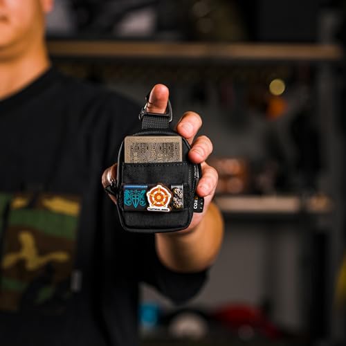 TACTICAL GEEK Storage A6 Mini Size EDC Utility Pouch  Mini Coin Purse with Custom Carabiner  EDC Mini Size Pocket Organizer  Wireless Headset Pack  Key Waist Case for Daily Carry Black
