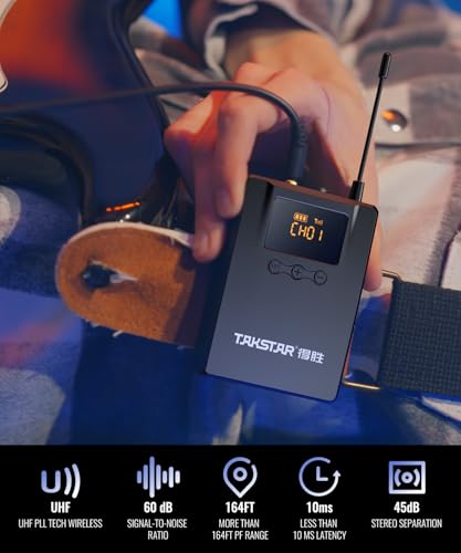 TAKSTAR Wireless in Ear Monitor System with 10 Channels  164Ft Distance  UHF Wireless IEM System for Stage  Church  Studio  Exhibit  Lecture  Speech  Simultaneous Interpretation  Musicians WPM 300