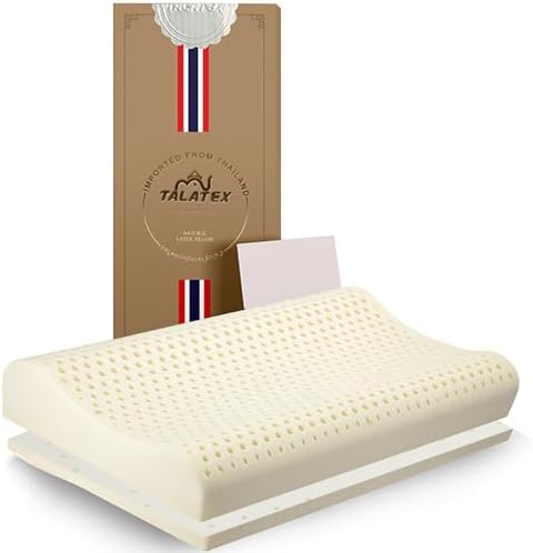 TALATEX 100  Natural Premium Latex Pillow  Adjustable Orthordic Ergonomic Pillow Helps Relieve Pressure  Neck and Shoulder Pain  Medium Firm  Queen