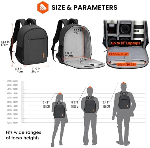 TARION Camera Backpack Bag Small   Professional DSLR Photography Case with 13 inch Laptop Compartment & Waterproof Rain Cover & Bottom Tripod Holder for Men Women Photographers   Black TB S