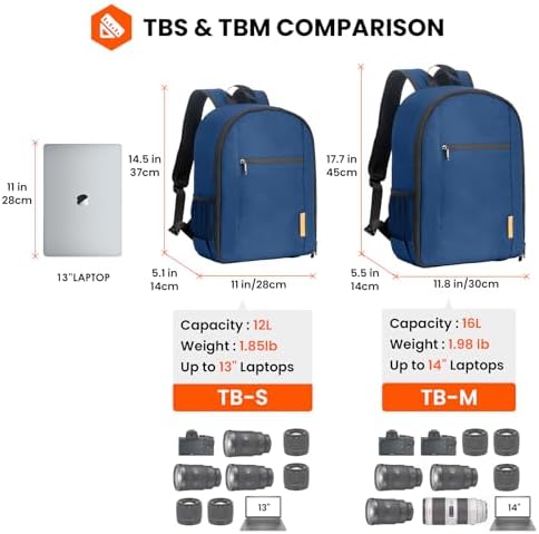 TARION Camera Backpack Bag Small   Professional DSLR Photography Case with 13 inch Laptop Compartment & Waterproof Rain Cover & Bottom Tripod Holder for Men Women Photographers   Black TB S