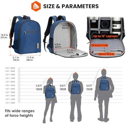 TARION Camera Backpack Bag Small   Professional DSLR Photography Case with 13 inch Laptop Compartment & Waterproof Rain Cover & Bottom Tripod Holder for Men Women Photographers   Black TB S