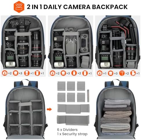 TARION Camera Backpack Bag Small   Professional DSLR Photography Case with 13 inch Laptop Compartment & Waterproof Rain Cover & Bottom Tripod Holder for Men Women Photographers   Black TB S