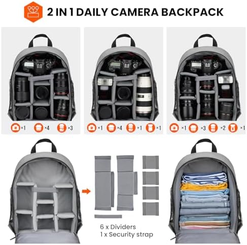 TARION Camera Backpack Bag Small   Professional DSLR Photography Case with 13 inch Laptop Compartment & Waterproof Rain Cover & Bottom Tripod Holder for Men Women Photographers   Black TB S