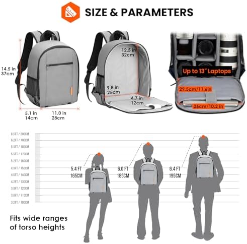 TARION Camera Backpack Bag Small   Professional DSLR Photography Case with 13 inch Laptop Compartment & Waterproof Rain Cover & Bottom Tripod Holder for Men Women Photographers   Black TB S