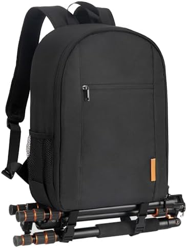TARION Camera Backpack Bag Small   Professional DSLR Photography Case with 13 inch Laptop Compartment & Waterproof Rain Cover & Bottom Tripod Holder for Men Women Photographers   Black TB S