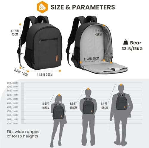 TARION Camera Backpack Bag Small   Professional DSLR Photography Case with 13 inch Laptop Compartment & Waterproof Rain Cover & Bottom Tripod Holder for Men Women Photographers   Black TB S