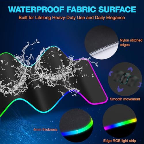 TARKARI Magnetic Wireless Charging RGB Mouse Pad  Large Gaming Desk Mat Waterproof  31 5x15 8 Black Mousepad  Ultra Smooth Surface  Non Slip Rubber Base  Desk Pad for Keyboard Laptop