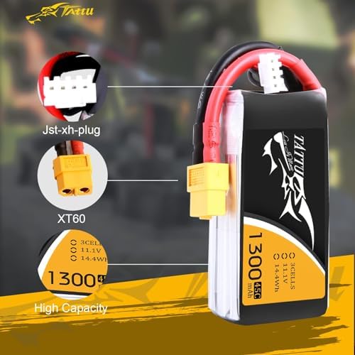 TATTU LiPo Battery Pack 1300mAh 45C 3S 11 1V with XT60 Plug 2 Pcs 