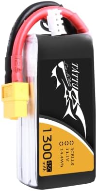 TATTU LiPo Battery Pack 1300mAh 45C 3S 11 1V with XT60 Plug 2 Pcs 
