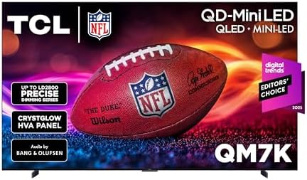TCL 55 Inch Class QM7K Series   Mini LED QLED 4K HDR   55QM7K  2025 Model   120HZ 144HZ Anti Reflective Screen Smart Google TV Dolby Atmos Onkyo Audio   Voice Remote Alexa Gaming Streaming Television