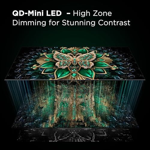 TCL 55 Inch Class QM7K Series   Mini LED QLED 4K HDR   55QM7K  2025 Model   120HZ 144HZ Anti Reflective Screen Smart Google TV Dolby Atmos Onkyo Audio   Voice Remote Alexa Gaming Streaming Television