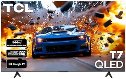 TCL 55 Inch Class T7 Series   4K QLED HDR   55T7  2025 Model   120HZ Refresh Rate High Brightness Smart Google TV Dolby Atmos Audio   Voice Remote Alexa Gaming Streaming Television