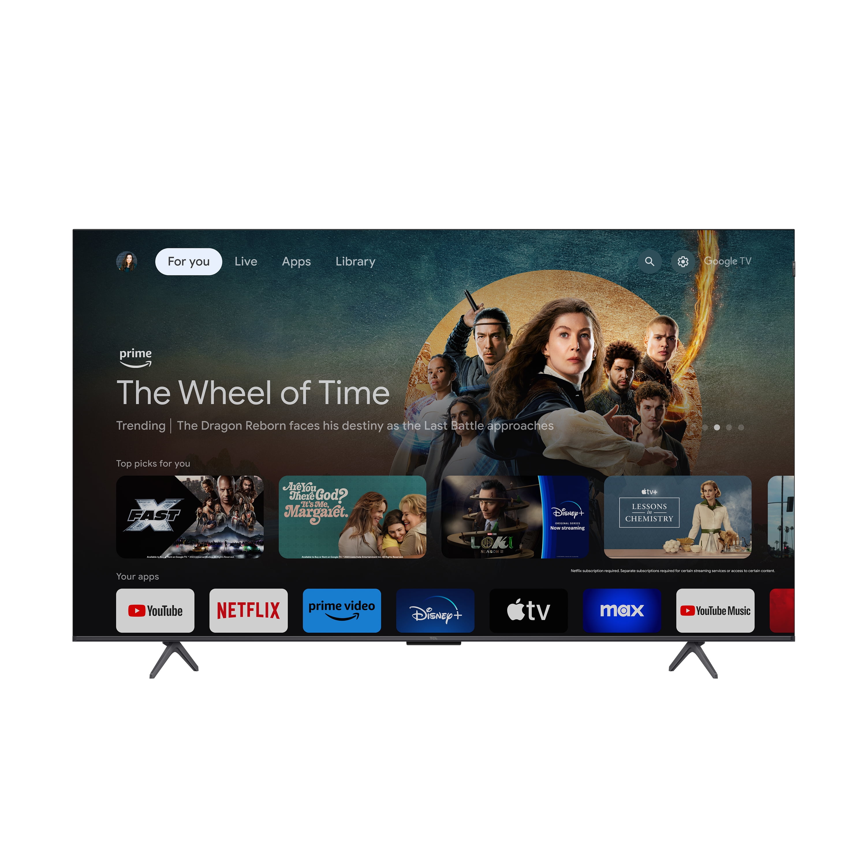 TCL Televisor Inteligente QLED 4K UHD HDR de 55” Clase Q6 (55Q651G) con Google TV (Nuevo 2024)