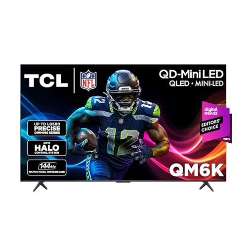 TCL 65 Inch Class QM6K Series   Mini LED QLED 4K HDR   65QM6K  2025 Model   120HZ 144HZ High Brightness Smart Google TV Dolby Atmos Onkyo Audio   Voice Remote Alexa Gaming Streaming Television