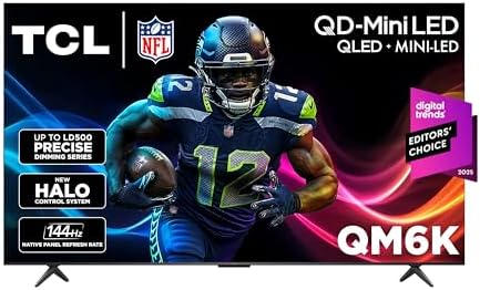 TCL 65 Inch Class QM6K Series   Mini LED QLED 4K HDR   65QM6K  2025 Model   120HZ 144HZ High Brightness Smart Google TV Dolby Atmos Onkyo Audio   Voice Remote Alexa Gaming Streaming Television