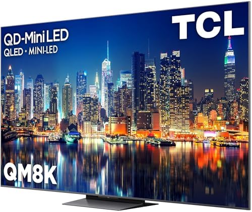 TCL 65 Inch Class QM8K Series   Mini LED QLED 4K HDR   65QM8K  2025 Model   120HZ 144HZ Anti Reflective Wide Angle Screen Smart Google TV Dolby Atmos   Voice Remote Alexa Gaming Streaming Television