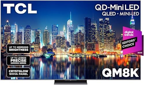 TCL 65 Inch Class QM8K Series   Mini LED QLED 4K HDR   65QM8K  2025 Model   120HZ 144HZ Anti Reflective Wide Angle Screen Smart Google TV Dolby Atmos   Voice Remote Alexa Gaming Streaming Television