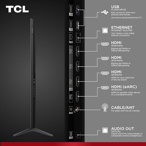 TCL 65 Inch Class QM6K Series   Mini LED QLED 4K HDR   65QM6K  2025 Model   120HZ 144HZ High Brightness Smart Google TV Dolby Atmos Onkyo Audio   Voice Remote Alexa Gaming Streaming Television
