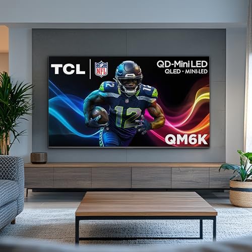 TCL 65 Inch Class QM6K Series   Mini LED QLED 4K HDR   65QM6K  2025 Model   120HZ 144HZ High Brightness Smart Google TV Dolby Atmos Onkyo Audio   Voice Remote Alexa Gaming Streaming Television