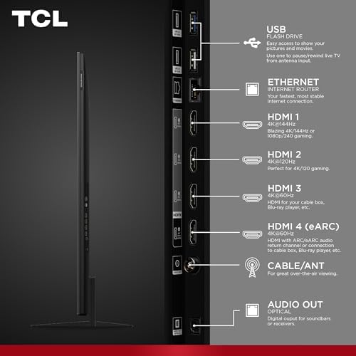 TCL 65 Inch Class QM7K Series   Mini LED QLED 4K HDR   65QM7K  2025 Model   120HZ 144HZ Anti Reflective Screen Smart Google TV Dolby Atmos Onkyo Audio   Voice Remote Alexa Gaming Streaming Television