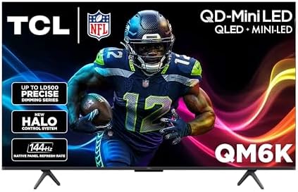 TCL 65 Inch Class QM6K Series   Mini LED QLED 4K HDR   65QM6K  2025 Model   120HZ 144HZ High Brightness Smart Google TV Dolby Atmos Onkyo Audio   Voice Remote Alexa Gaming Streaming Television