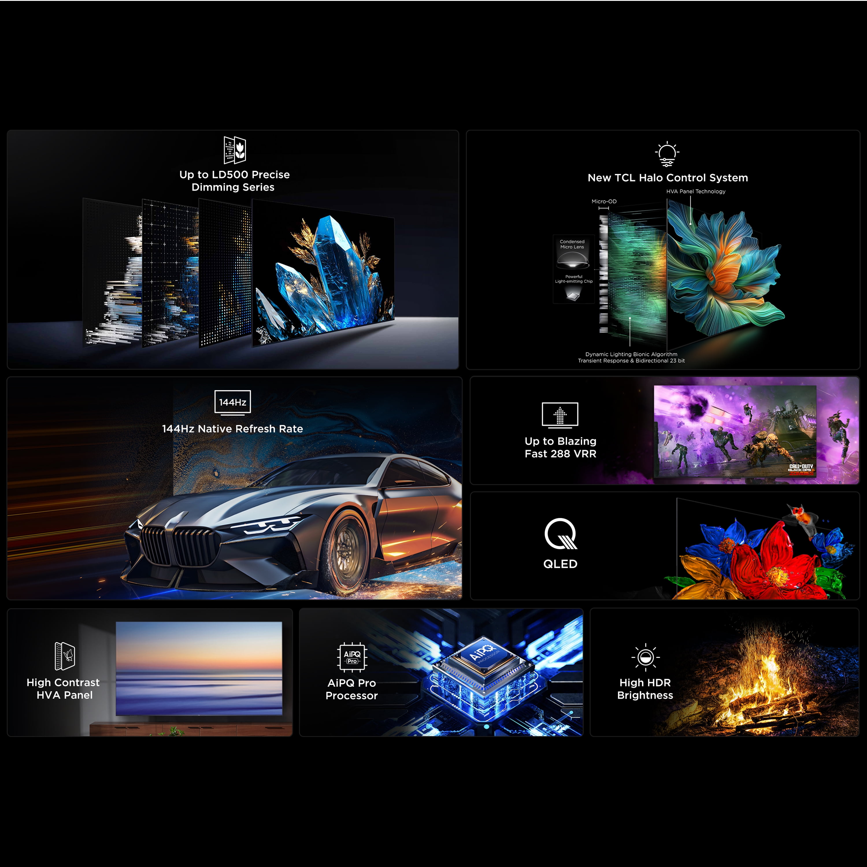 TCL 75" QM6K Serie QD-Mini LED QLED 4K UHD Smart TV con Google TV (Nuevo 2025) 75QM6K