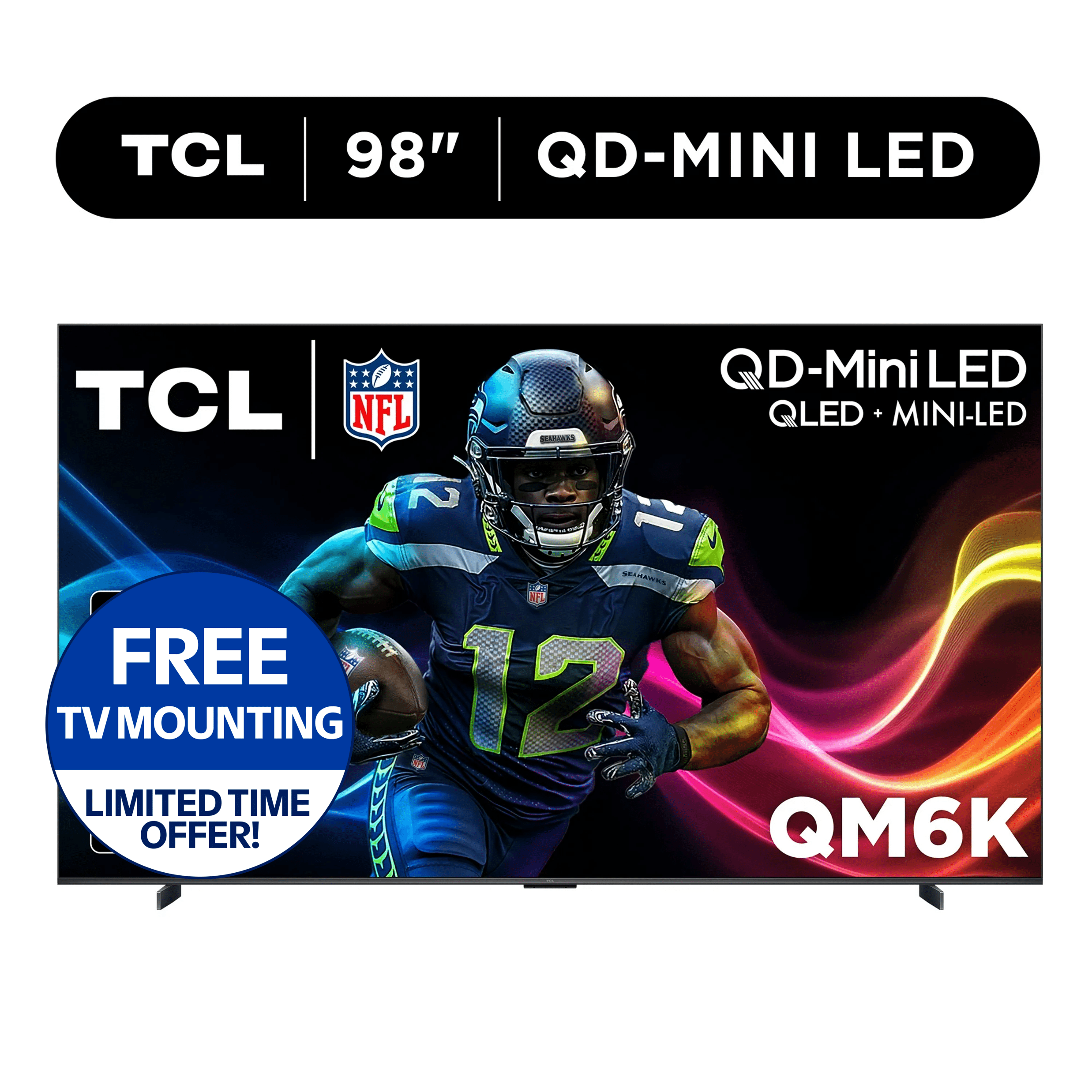 TCL 98" Class QM6K Series QD Mini LED QLED 4K UHD HDR Smart Google TV  NEW 2025    144Hz  Dolby Atmos Onkyo Audio  Halo Control System   98QM6K