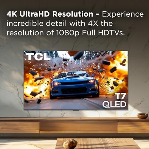 TCL Amazon Exclusive 75 Inch Class T7 Series   4K QLED HDR Lag Free Smart Google TV   75T7  2025 Model   120Hz 144Hz High Brightness  Dolby Atmos  Alexa Voice Remote AI Streaming Gaming Television