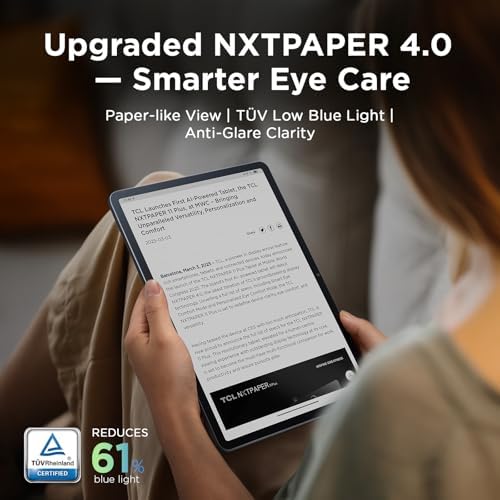 TCL NXTPAPER 11 Plus Android Tablet  11 5 120Hz 2 2K Drawing Pad & Digital Notebook  4096 Level Stylus & Flip Case Included  NXTPAPER 4 0 Display  AI Tools  8 8GB RAM  256GB Storage  8000mAh Battery