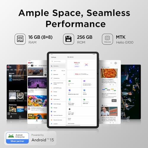 TCL NXTPAPER 11 Plus Android Tablet  11 5 120Hz 2 2K Drawing Pad & Digital Notebook  4096 Level Stylus & Flip Case Included  NXTPAPER 4 0 Display  AI Tools  8 8GB RAM  256GB Storage  8000mAh Battery