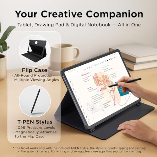 TCL NXTPAPER 14 Android Tablet  14 3 Drawing Pad & Digital Notebook  4096 Level Stylus & Flip Case Included  Paper Like Display  8 8GB RAM  256GB Storage  10000mAh Battery  Multi Window  Gray